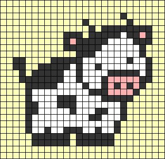 a cross stitch pattern with a black and white cat on it's back side