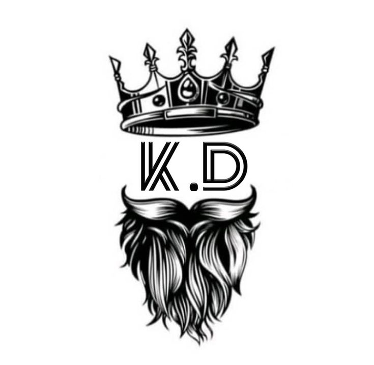 a crown and beard with the letter k d