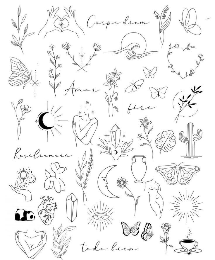 an ink drawing of flowers and plants with the word love written in it's center