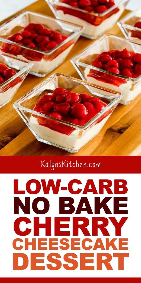 low - carb no bake cherry cheesecake dessert with text overlay that says low - carb no bake cherry cheese cake dessert