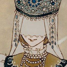 a drawing of a woman wearing a tiara