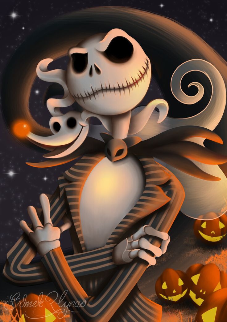 a painting of a skeleton wearing a witches hat and holding her hands up in the air