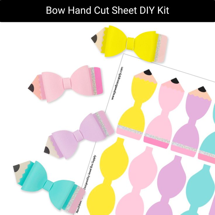 Everyone needs the iconic school supply... the pencil! But make it a BOW! Use these in your hair, or maybe use these to embellish your backpack! These Pencil Bows are a school staple! The Jewel Box Bow Hand Cut Sheet DIY Kit includes: Printed faux leather sheet to make 4 Bows Your Choice of Finish A QR code will be on the sheet and you can scan it for the tutorial! Supplies Needed to Complete Project: Sharp Scissors Hot Glue and/or Superglue Our Hand Cut sheets are custom printed in house on our soft felt backed Faux Leather, which allows for a nice easy clean cut. 1. Assembled Bow Dimensions: Width: 4.25in Height: 1.75in *This "Hand Cut Sheet" is an exclusive Jewel Box Supply copyright design. Stanley Ideas, Cricut Bows, Faux Leather Bows, Sharp Scissors, Bow Template, Bows Diy, School Supply, Alligator Clips, Leather Sheets