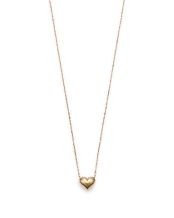 Bloomingdale's Fine Collection Puffed Heart Necklace in 14K Yellow Gold, 18 - Exclusive Elegant Yellow Gold Necklace With Heart Detail, Classic Yellow Gold Heart Necklace, Polished Yellow Gold Heart Necklace, Elegant Gold-plated Yellow Gold Heart Necklace, Dainty 14k Gold-filled Yellow Gold Heart Necklace, Puffed Heart Necklace, Puffed Heart, Gold Heart Necklace, Exclusive Jewelry