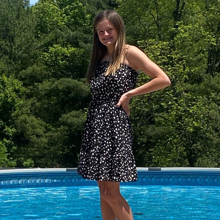 Black And White Polka Dot Strapless Dress Black Strapless Summer Mini Dress, Casual Black Strapless Sundress, Black Strapless Casual Sundress, Black Strapless Sundress For Spring, Black Strapless Sundress For Summer, White Polka Dot, Strapless Dress, Polka Dot, Colorful Dresses