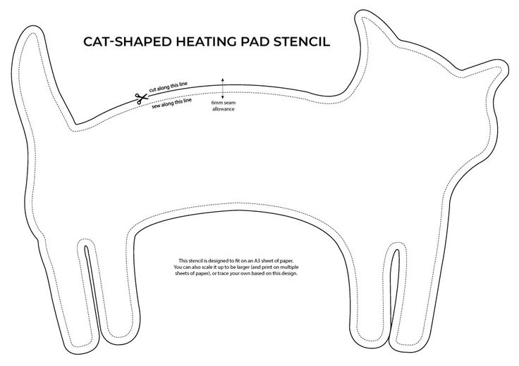 the cat shaped heating pad is shown with instructions for how to put it in place