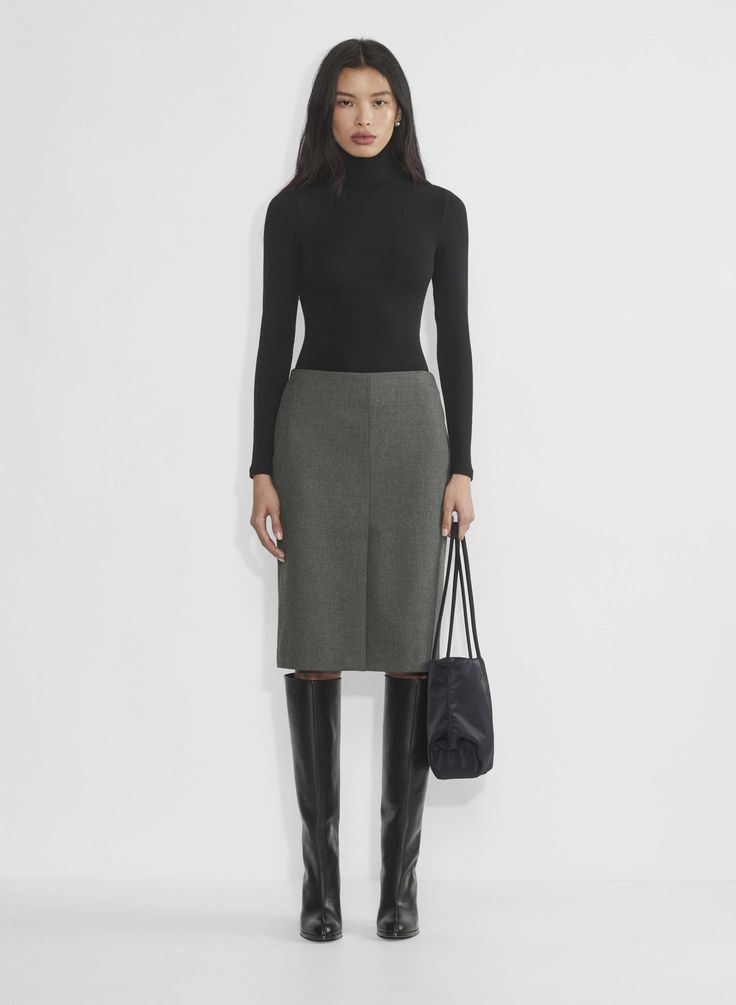 LIAISON SKIRT Winter Skirts, Sweat Vest, Work Fits, Wardrobe Wishlist, Wool Pencil Skirt, Winter Skirt, Denim Accessories, Parka Jacket, Sweaters Knitwear