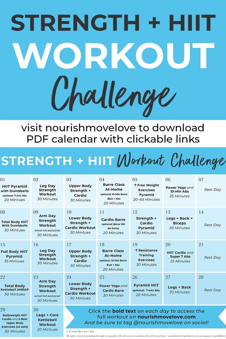 the strength and hit workout challenge poster