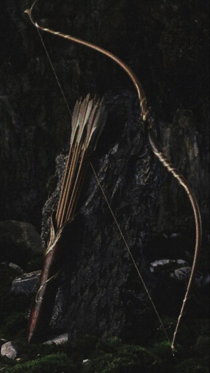 an arrow is attached to the side of a rock