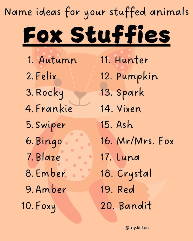 a pink poster with the words fox stuffies written in black and white on it