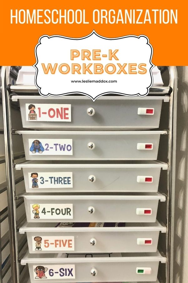 the drawers are organized and labeled with labels to help students organize their homeschool organization