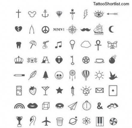 a large collection of different symbols on a white background, all in black and white