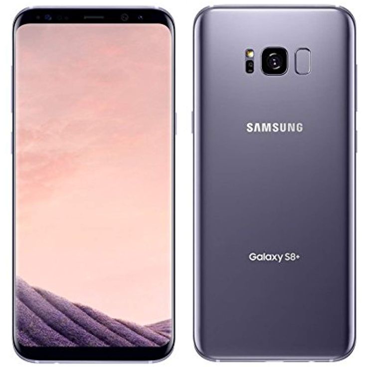 the new samsung galaxy s8 is shown in purple and silver, next to an image of