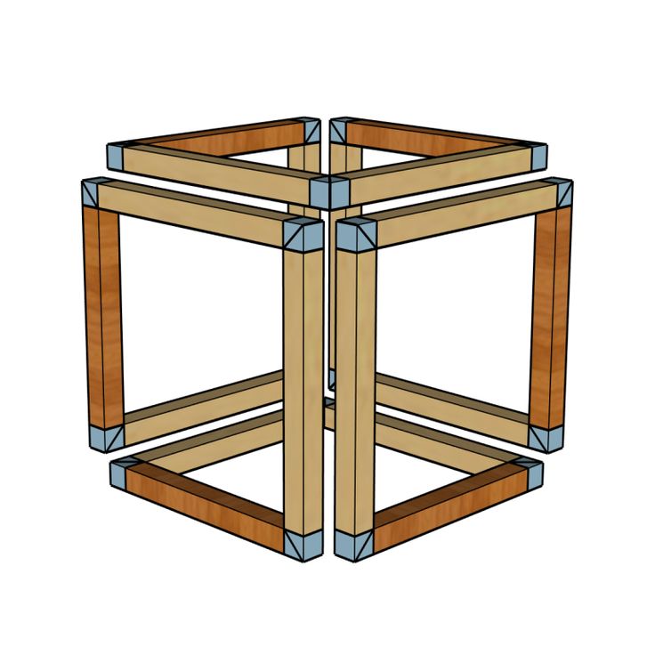 an image of a wooden structure that is cut into four sections and placed on top of each other