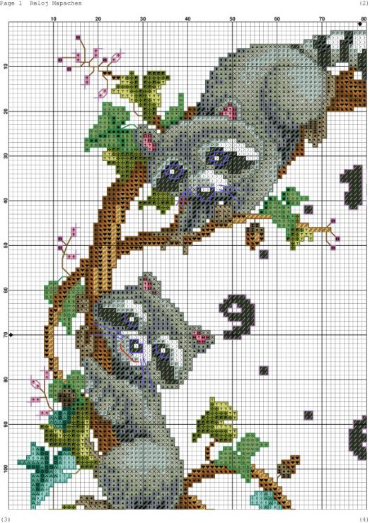 two koalas hanging from a tree cross stitch pattern