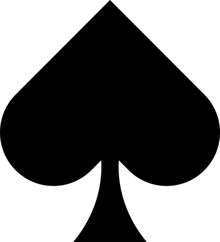 a black and white image of a playing card icon with the shape of a spade