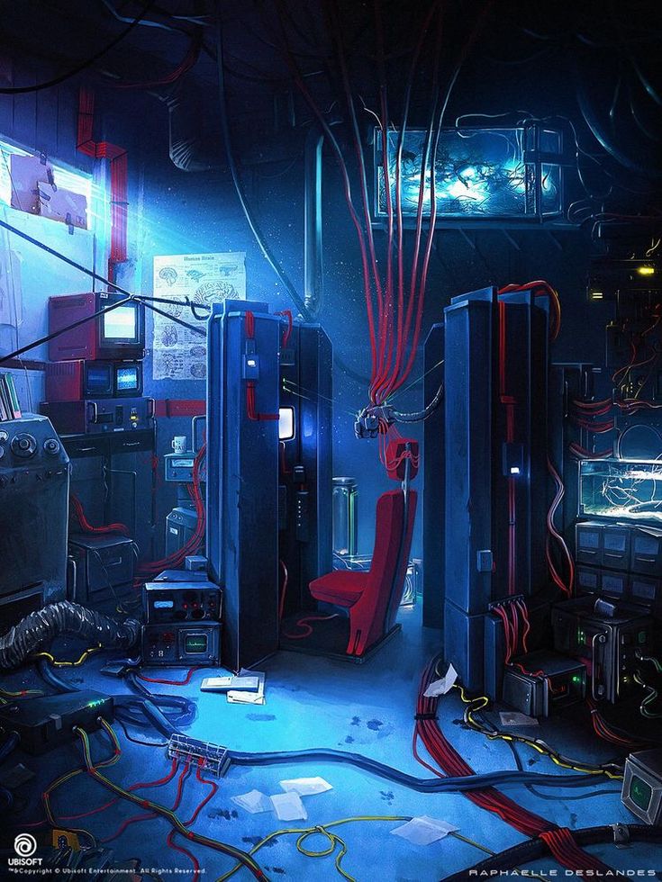 a room filled with lots of electronics and wires on the floor next to each other