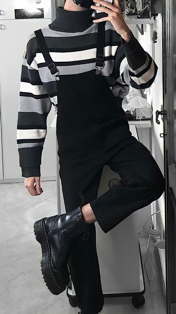 Edgy Preppy Outfits Men, Victorian Guy Outfit, Feminine Male Outfits Casual, Soft Eboy Aesthetic Outfits Men, Masc Clothing Ideas, Enby Alt Outfits, Alt Enby Fashion, Masc Overall Outfits, Villain Core Outfit