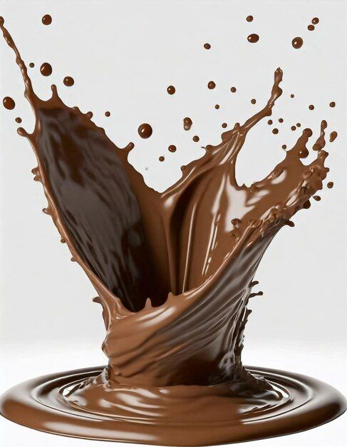 chocolate splashing into the water with white background