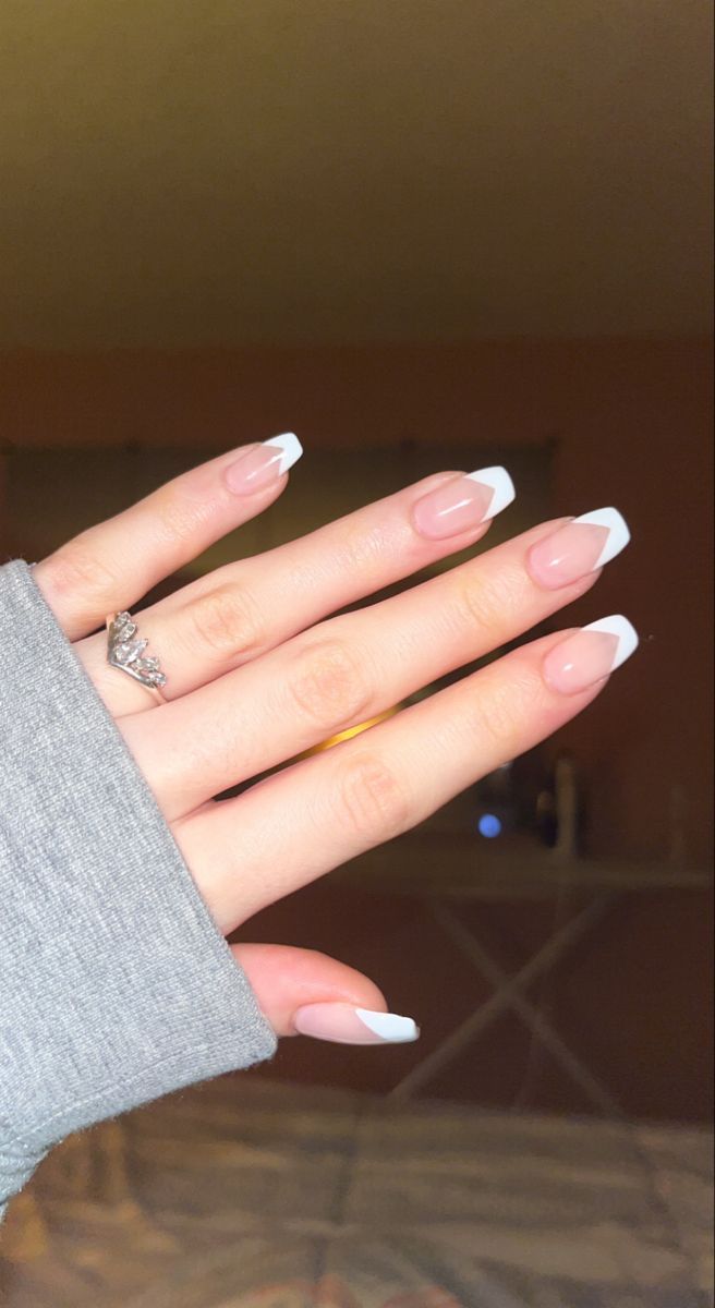 #elegance #nails #frenchnails #perfect #white Nails For Graduation Pictures White, Graduation White Nails, White Nails For Graduation, Graduation Nails Ideas 2023, White French Nails Ideas, June Nail Colors, Nails Summer Gel, White Graduation Nails, Cute Graduation Nails