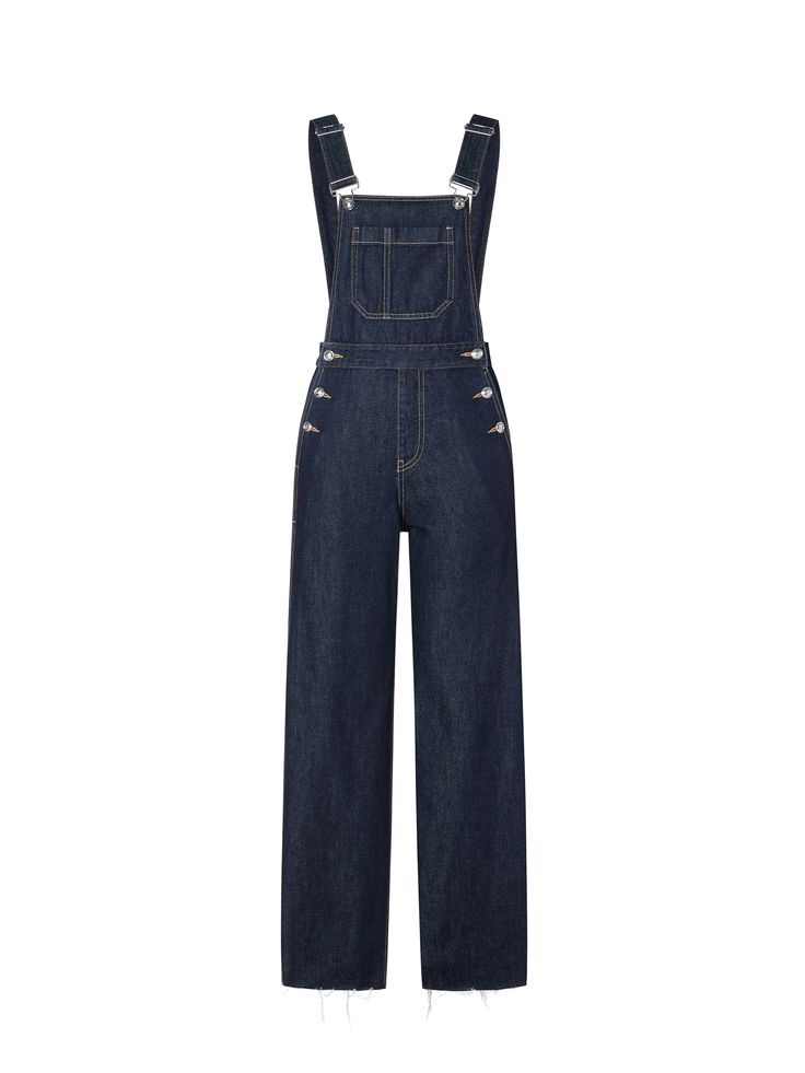 MO&Co. Women's Cotton Denim Overalls jumpsuit Features : - Adjustable suspender straps- Suspender denim flared leg jeans- A front bib pocket, side slant and rear patch pockets- Craftsman-inspired topstitching, and metallic enamel Code: MBC1JPS002The back length of size S is 106cmMATERIALS & CARE Material: 100% CottonGentle machine wash below 30°CDo not bleach, hang to dryTumble dry low, low ironDo not dry clean, do not expose to the sunMesh bags are washed separately, do not soakNote: Denim prod Cheap Denim Bottoms With Suspenders, Cheap Blue Overalls For Playwear, Overall For Women, Denim Overalls Boots, 1980 Overalls, Chanel Overalls, Denim Dangri, Dark Blue Overalls, Jean Overall Outfits