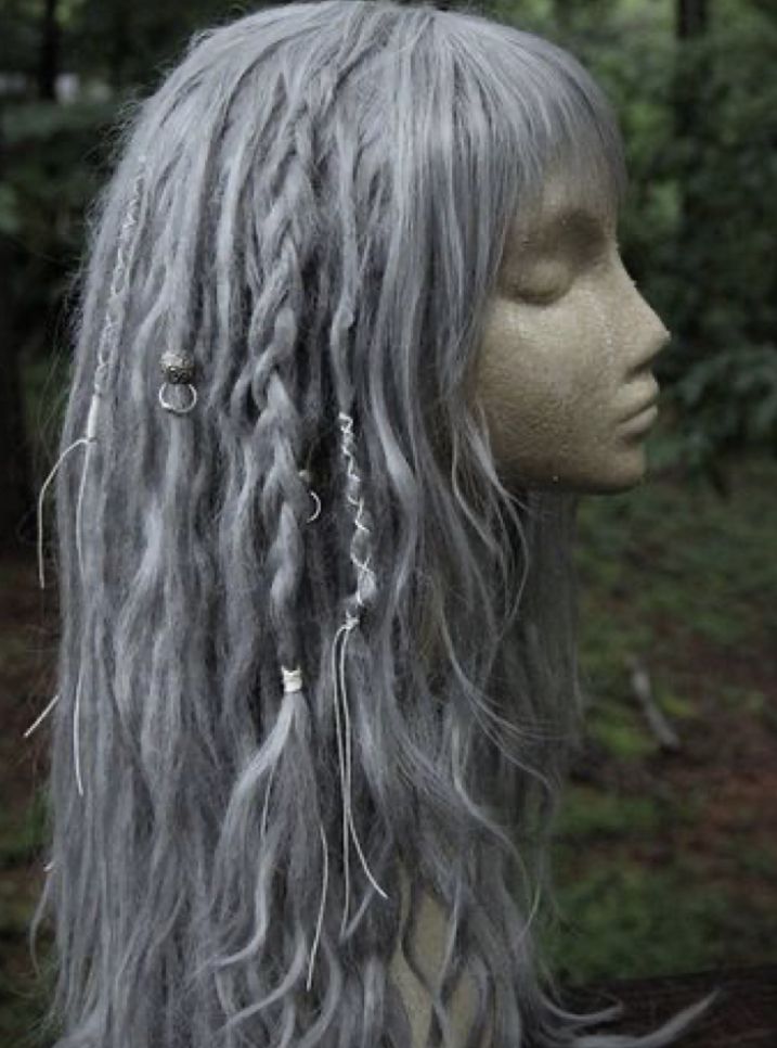 Dreadlock Wraps, Hair Claim, Natural Bangs, Thick Braids, Silver Wig, Dread Wig, Dreadlock Wig, Asymmetrical Bangs, Mode Hippie