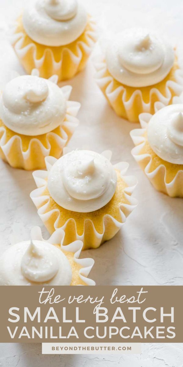 the very best small batch vanilla cupcakes with cream cheese frosting on top