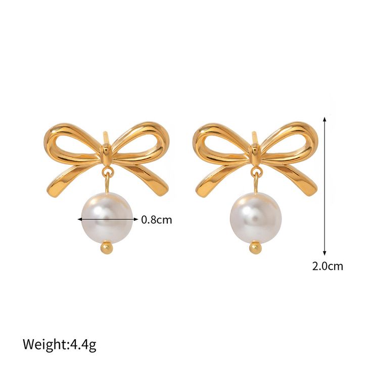 Experience the elegance and beauty of our 18K Bow Pearl Earrings. Crafted with 18K gold over stainless steel, these dainty and lightweight earrings are not only perfect for any occasion but also hypoallergenic and water-resistant. The timeless bow design adds a touch of trend to the classic pearls. Elevate your style with these versatile earrings now! Crystal Ear Cuff, Freshwater Pearls Earrings, Pearl Hoop Earrings, Lightweight Earrings, Geometric Jewelry, Bow Design, Everyday Earrings, Light Weight Earrings, Bridal Shop