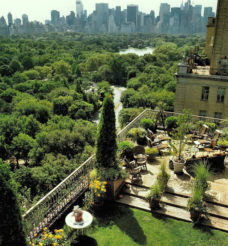 an aerial view of the city from a high rise building in central park, new york