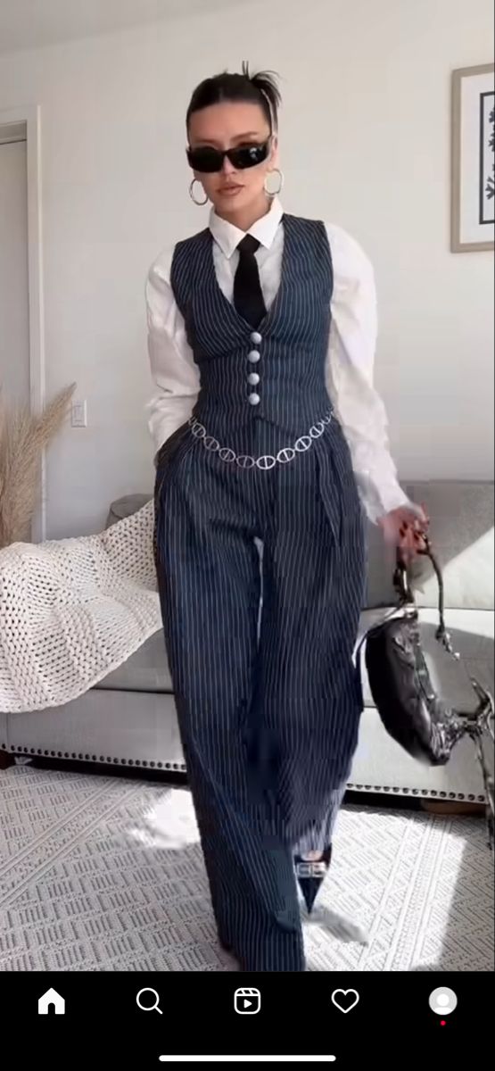 20s Outfit Inspiration, Waistcoat Shirt Women, 2 Piece Vest Outfit, Pants And Waistcoat Women, Elegant Party Outfits For Women, Waistcoat Outfit Women Formal, Graduation Pantsuit Women, Formal Unisex Outfit, Women’s Outfits With Ties