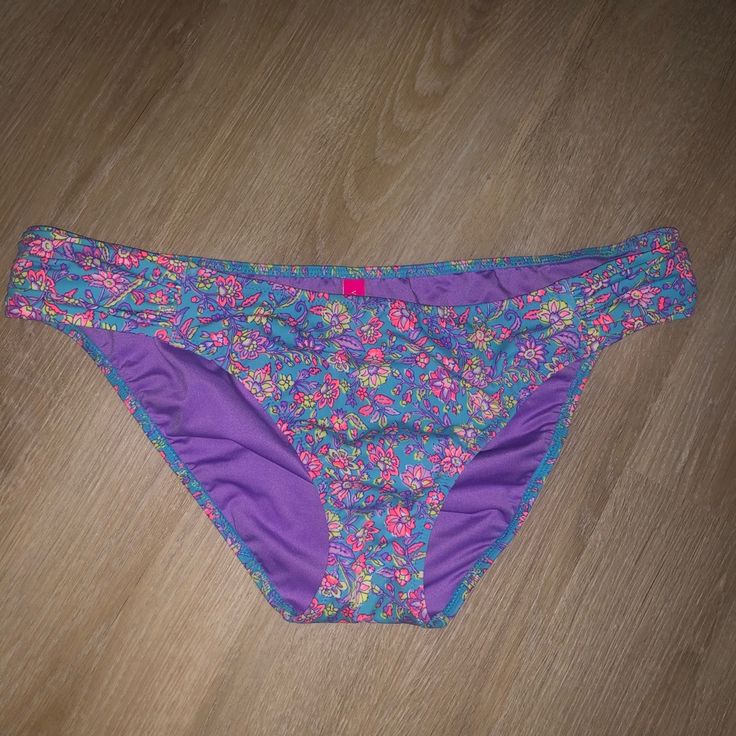 Excellent Condition - Worn Maybe 1x But Believe I Only Took The Tags Off & Never Worn Mix & Match With Your Favorite Bikini Top Purple Brief Swimwear For Summer, Purple Floral Print Swimwear For Pool, Purple Floral Print Swimwear For Swimming, Purple Floral Print Swimwear, Purple Brief Swimwear For Vacation, Victoria's Secret Beach Swimwear Briefs, Victoria's Secret Beachwear Brief Swimwear, Victoria's Secret Swimwear Brief For Beach, Victoria's Secret Multicolor Beach Bottoms