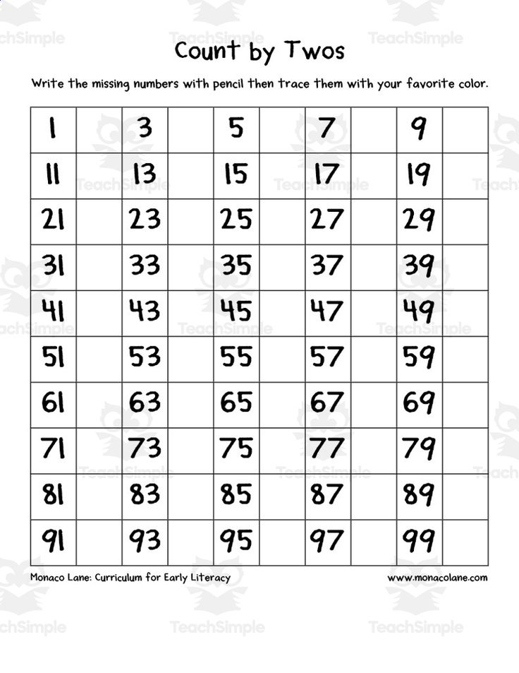 a printable counting sheet with numbers for twos