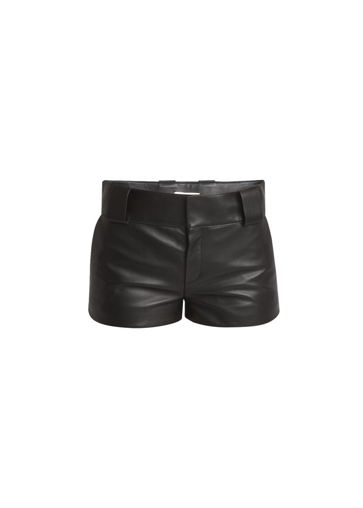 Find CHLOÉ Nappa Leather Mini Shorts on Editorialist. Chloe mini shorts in Nappa leather Low rise Button/zip fly; wide belt loops Side slip pockets Leather Lining: Cotton/viscose Professional cleaning recommended Made in Italy Short Leather Bottoms With Belt Loops, Leather High-waisted Shorts With Belt Loops, High-waisted Leather Shorts With Belt Loops, Fitted Short Leather Bottoms, Black Leather Bottoms With Built-in Shorts, Chic Leather Shorts For Night Out, Fitted Leather High-waisted Shorts, Leather Bottoms With Belt Loops For Night Out, Fitted Leather Shorts For Work