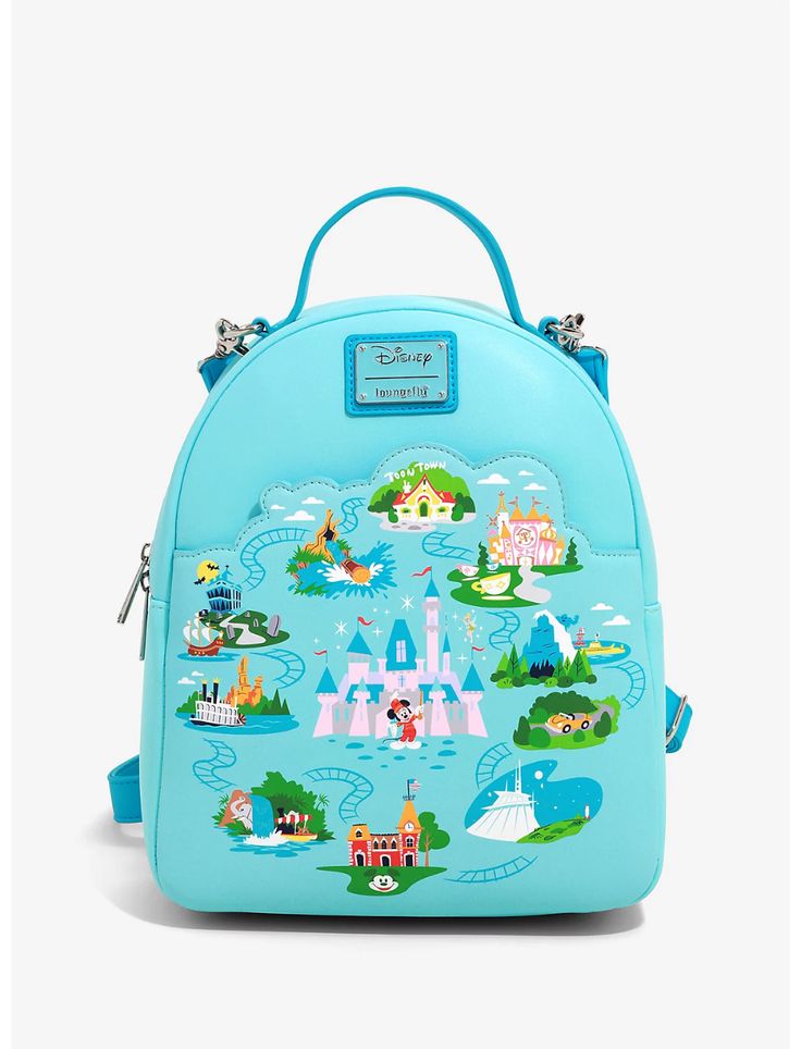 Loungefly Disneyland 65th Anniversary Convertible Mini Backpack - BoxLunch Exclusive Disney Purses, Disney Bags Backpacks, Fashion Tricks, The Matterhorn, Disney Merch, Disney Loungefly, It's A Small World, Disneyland Outfits, Sleeping Beauty Castle