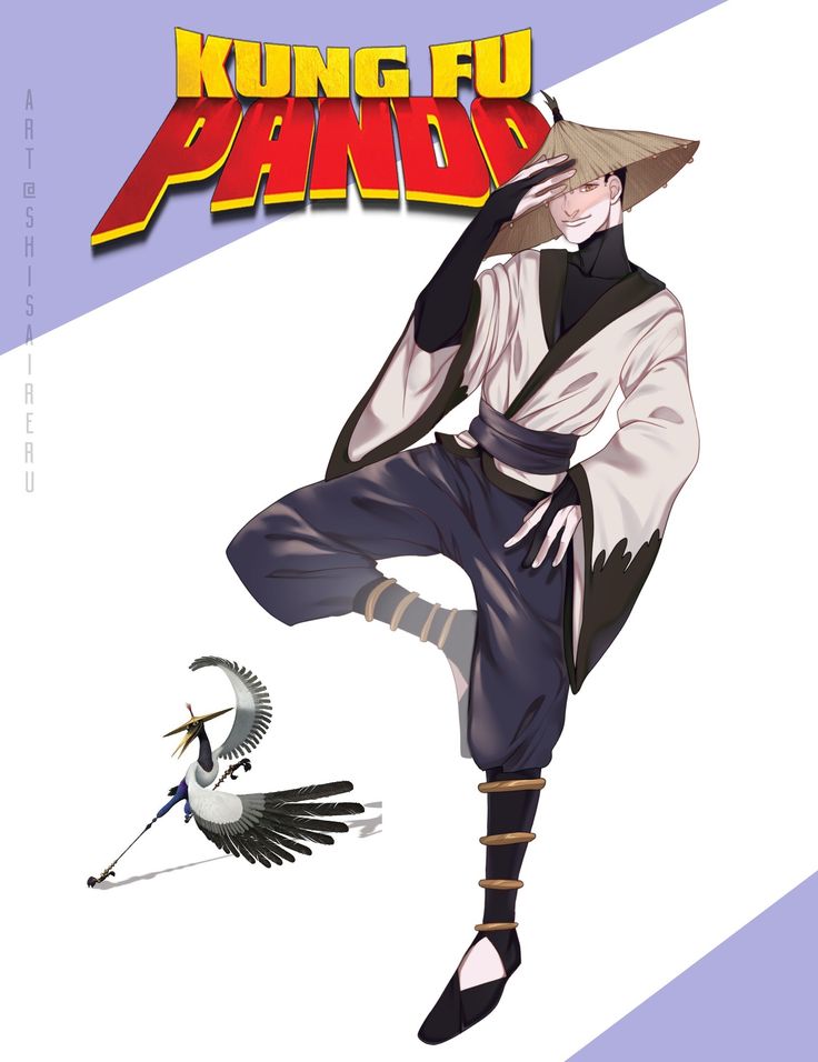 the cover to king fu panda, with an image of a bird flying next to him