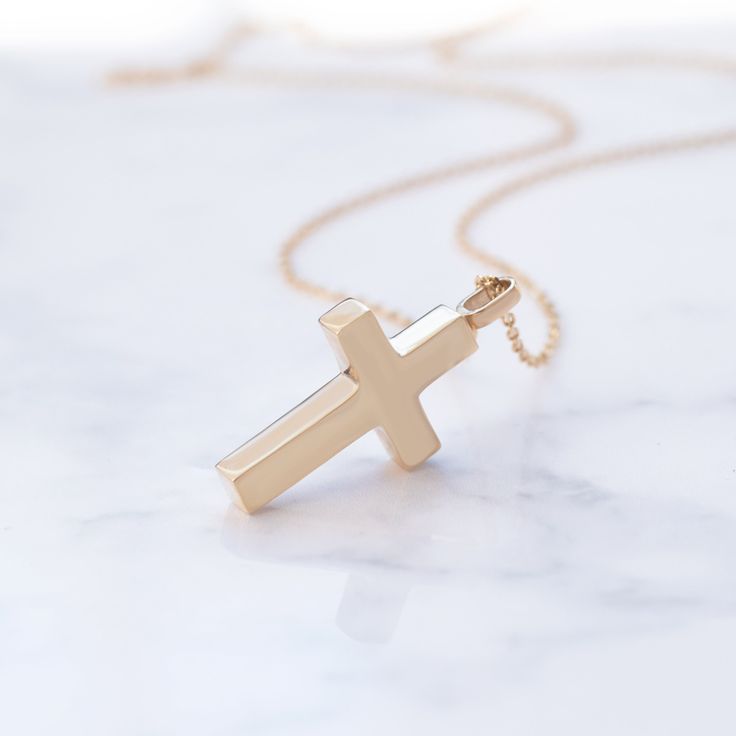 14K 18K Gold Cross Cremation Urn Bar Necklace, Both Side Engravable Memorial Cross Necklace, Engrave Name Funeral Necklace, Vertical Ashes Necklace For Dad Mom Son Pet Material: Solid Gold, real gold (not gold-filled or no gold plated) Karat: 14 K (585) or 18 K (750) Available gold color: Yellow, rose, and white Chain Thickness: 0.95 mm (Type #3) Bar Pendant sizes: Small Cross Height: 1.47 cm Medium Cross Height: 2.00 cm Large Cross Height: 2.50 cm (there may be little differences in sizes due to handwork) Both Sides of the pendant are available for engraving. You can easily place the ashes, hair, or burial soil of your loved one or special pet inside this bar pendant by yourself. Longitude, coordinates, names, your special date, or any word special for you are engraved. The bar and the ch Classic Necklace For Memorial With Polished Finish, Classic Necklace With Polished Finish For Memorial, Classic Polished Necklace For Memorial, Luxury Pendant Necklace For Memorials, Luxury Pendant Necklaces For Memorial, Luxury Pendant Necklace For Memorial, Elegant Memorial Cross Pendant Necklace, Elegant Cross Necklace For Memorial, Classic 14k Gold Necklace For Memorial