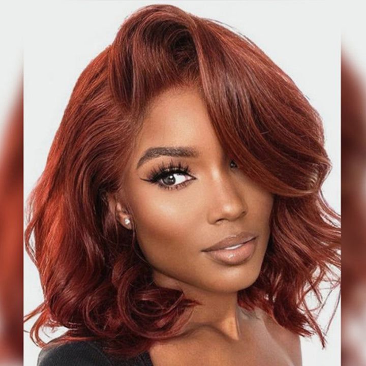 Product Details Brand Name Geeta Hair Hair Material 100% Human Hair From One Donor Hair Texture Body Wave Bob Wigs → Hair Color Reddish Brown Wigs → Density 150% 180% 250% Density Hair Length 12-16Inch Lasting For 1 More Year Lace Size 13x4 Lace Front /4x4/5x5 Lace Closure Avalaible Lace Type HD Transparent Swiss Lace wig（🔥 Shop HD Lace wigs →） Hairline Lightly Pre-plucked Natural Hairline Wig Size Average Size (Head Circumference 21.5-22.5 Inch) ATTENTION:If you need a smaller or bigger cap, p Cooper Hair, Cooper Brown, Highlight Bob, 2000s Hairstyles, Auburn Color, Barrel Curls, Business Photoshoot, Copper Brown, Silk Press