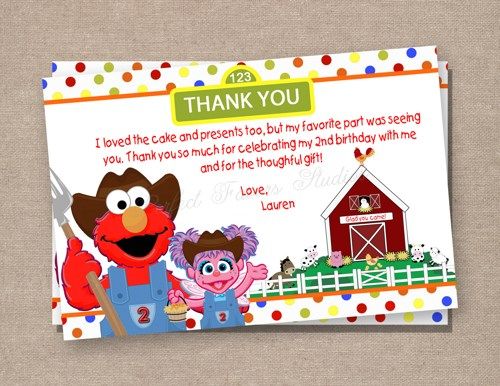 an image of sesame and elm birthday card with the words, thank you on it