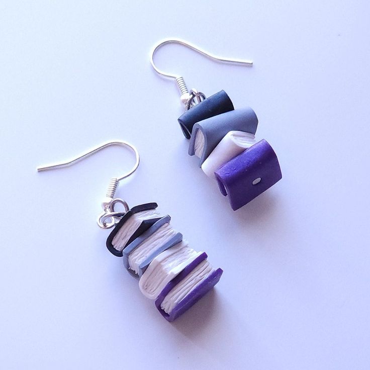 SHOP THE PRIDE COLLECTION: https://www.etsy.com/shop/MadHatterJewelryCo?ref=shop-header-name&listing_id=1717997200&from_page=listing§ion_id=49219597 Subtly show off your pride with these book earrings that match the colors of the asexual flag ♥ Perfect for book lovers as well as members and allies of the LGBTQIA+ community for pride month or all year round! Details: ♥ Handmade ♥ Hardware can be gold or silver ♥ Comes with plastic earring backing My earrings are made to order. Because of that, th Book Earrings, Asexual Pride, White Studs, Weird Jewelry, Plastic Earrings, Earring Backs, Bead Crafts, Ear Piercings, Clip On Earrings