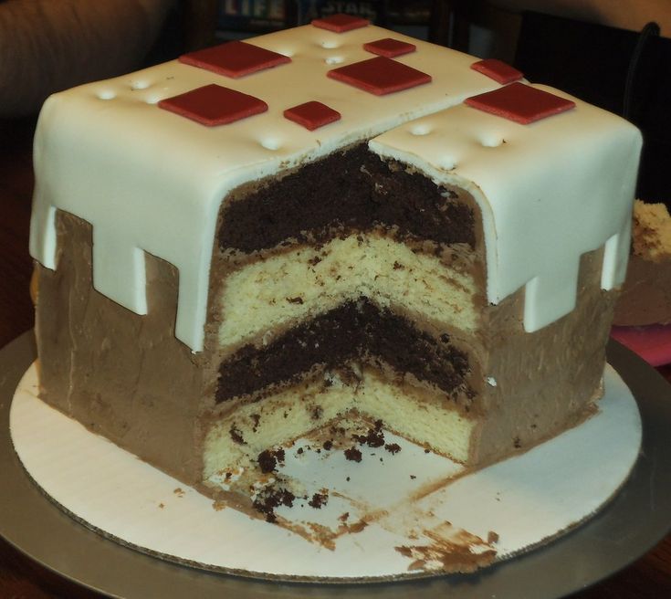 there is a cake that has been cut in half