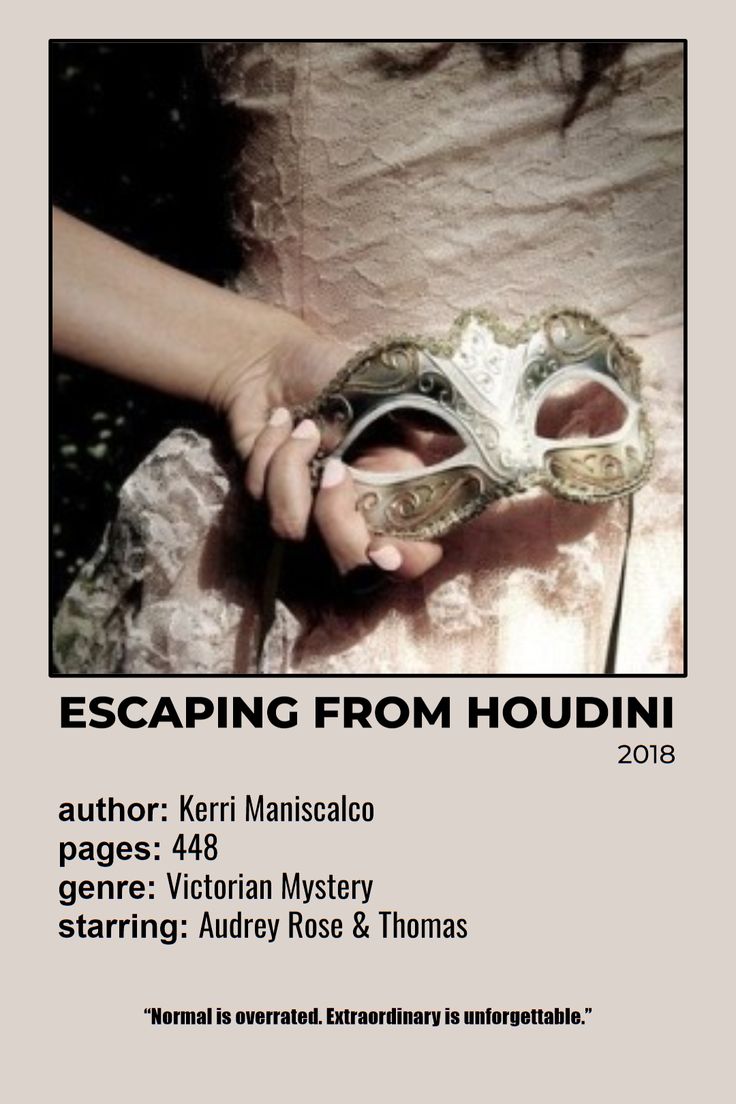 a woman holding a mask in her hand with the caption escaping from houdini