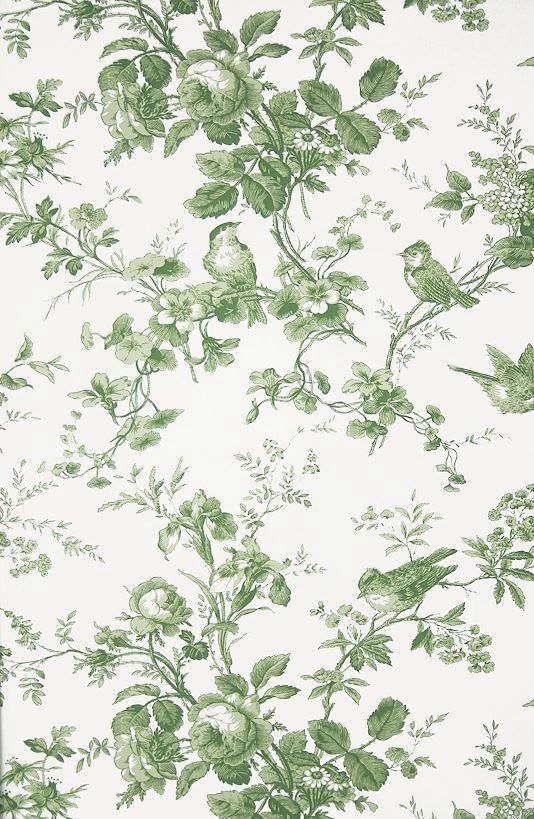 a wallpaper with green flowers and leaves on it