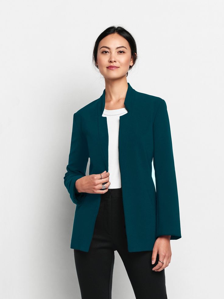 Teal Blazer Outfit, Court Outfit, Turquoise Blazer, Teal Outfits, Teal Blazer, Colour Analysis, Jacket Ideas, Blazer Outfits For Women, Winter Capsule