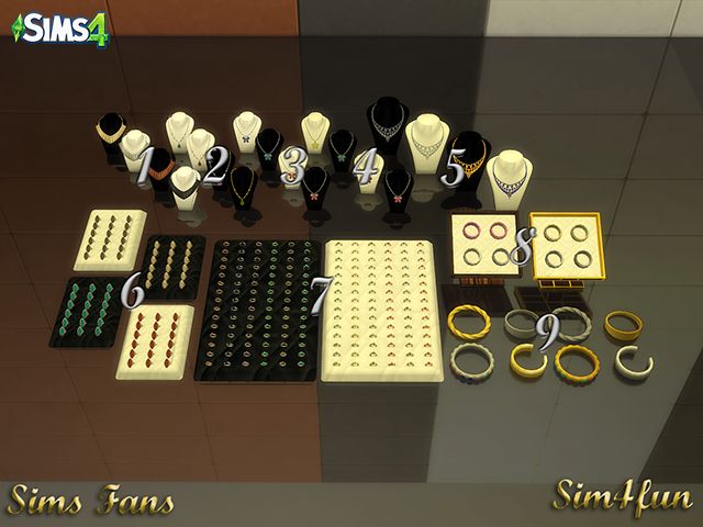 an assortment of rings and earring sets are shown in this screenshot from the sims game sims4fun