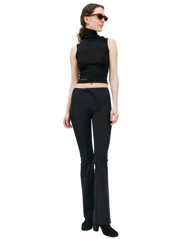 Marni black ribbed top material: 92% viscose 8% polyamide italy Black Ribbed Top, Ribbed Top, Black Rib, Womens Tank, Italy, Pants, T Shirt, Clothes, Black