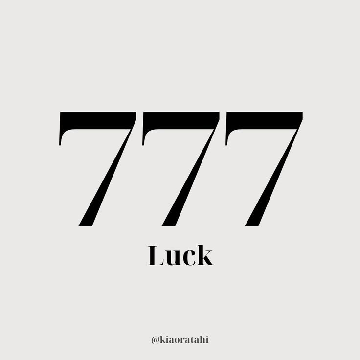 the number 777 is written in black on a white background with an inscription underneath it