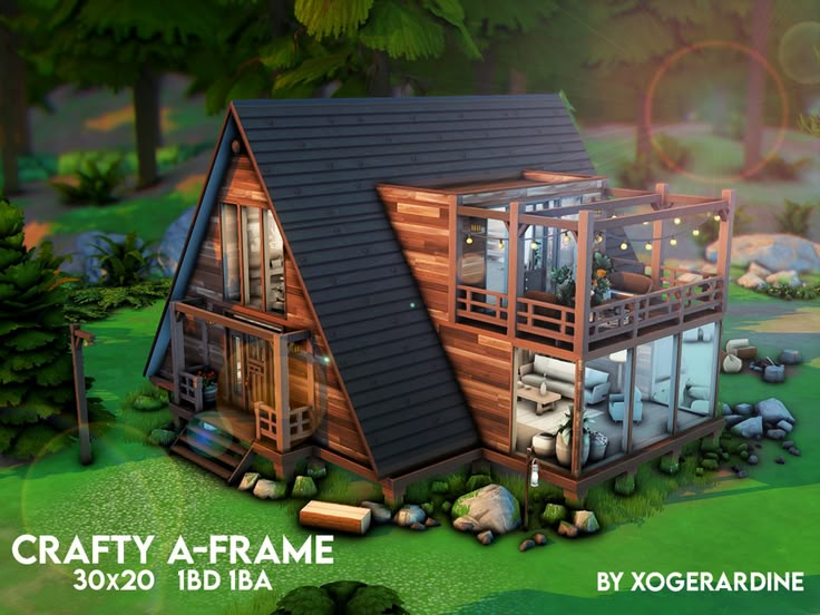 an image of a house in the middle of some trees and grass with text overlay that reads crafty a frame