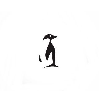 the penguin is standing on its hind legs