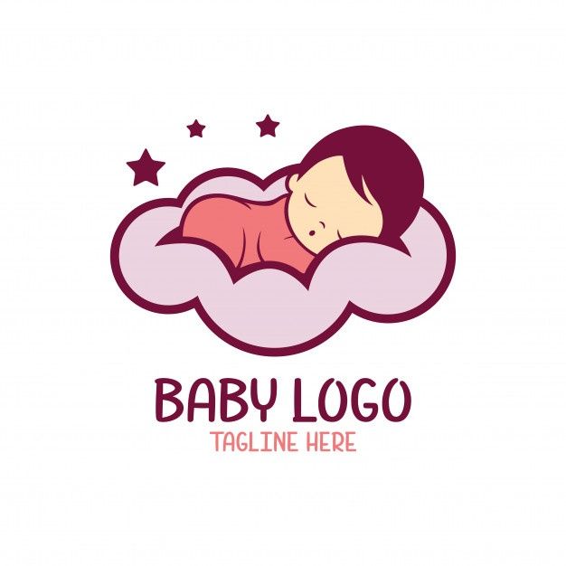 a baby sleeping on top of a cloud with stars in the sky logo design template