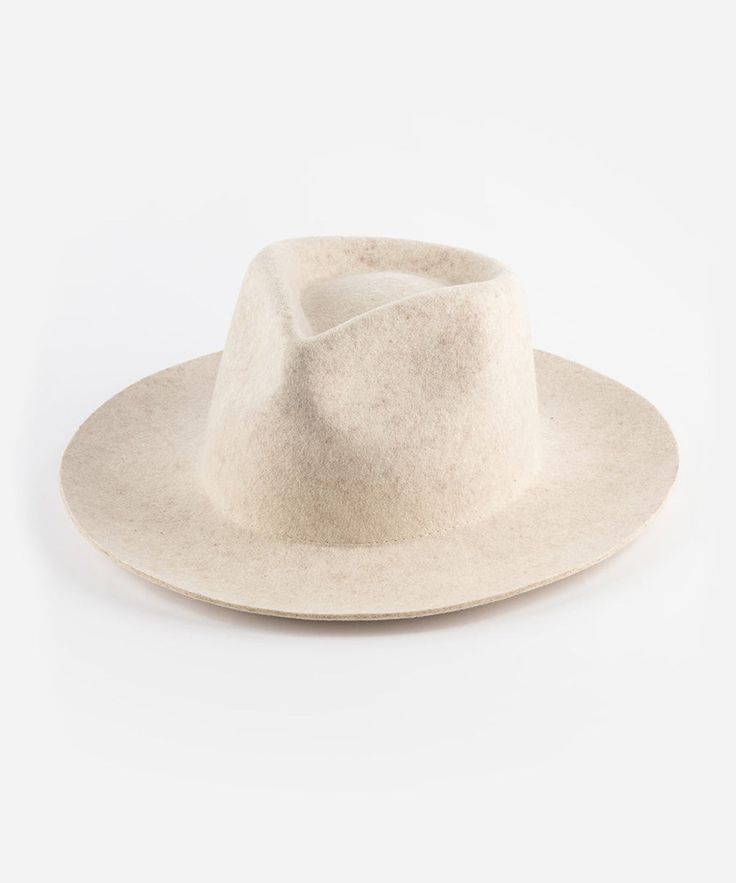 Gigi Pip felt hats for women - Zephyr Rancher - fedora teardrop crown with a stiff upturned brim [mix ivory] Fall Wide Brim Fur Felt Fedora, Fall Panama Hat With Curved Brim In Fur Felt, Wide Brim Fur Felt Fedora For Fall, Fall Fur Felt Panama Hat With Flat Brim, Beige Wool Fedora With Curved Brim, Everyday Solid Felt Hat With Short Brim, Everyday Felt Hat With Short Brim, Solid Curved Brim Fur Felt Fedora, Curved Brim Fur Felt Top Hat For Fall